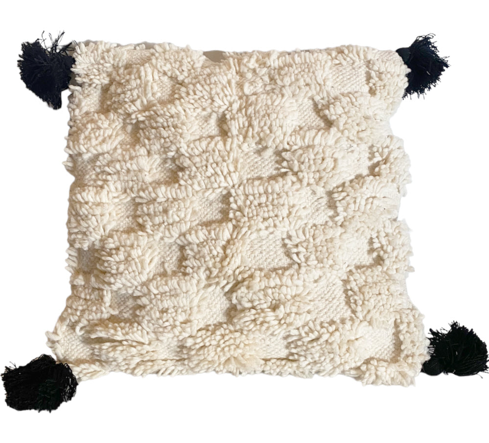 Berber kussen Beni Ouarain – handgemaakt van wol, 50 x 50 cm, zonder vulling