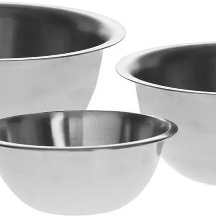 Set de 3 saladiers/bols mélangeurs en inox antidérapants - 1L - 2L - 3,3L
