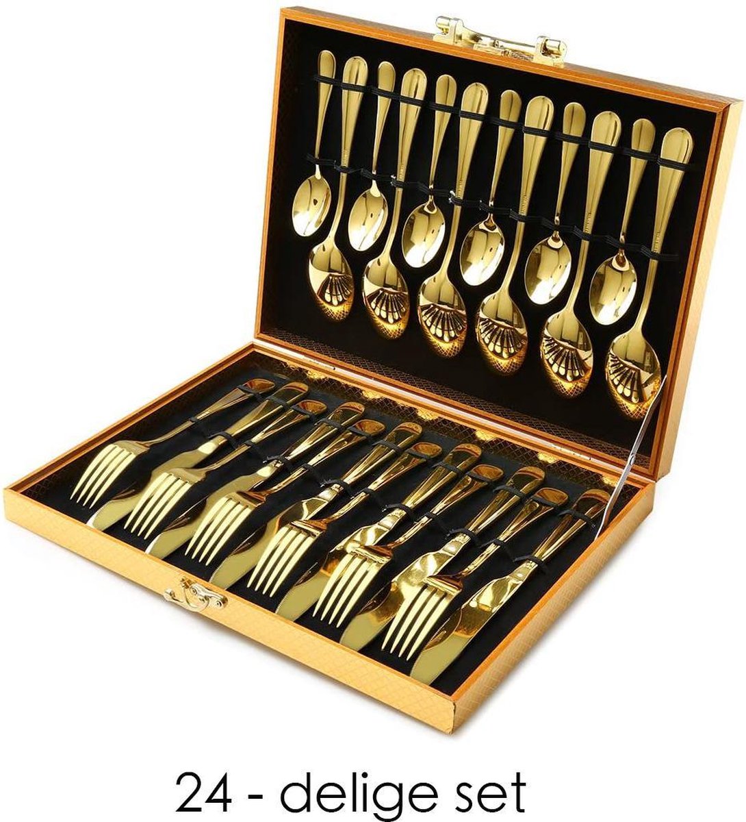 Gold-colored 24-piece cutlery set - Cutlery for 6 people