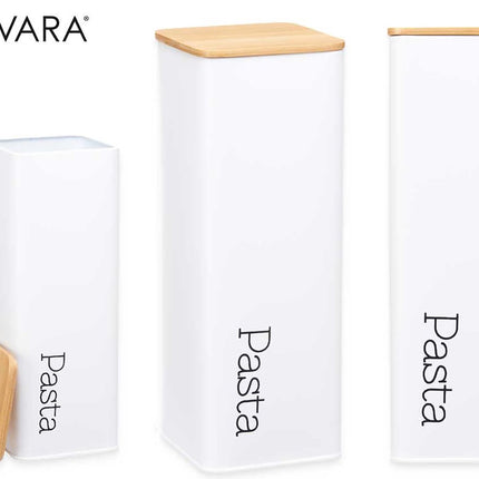 Boîte de conservation pour pâtes - Blanc - Métal/Bambou - Boîte à spaghetti - Boîte de rangement