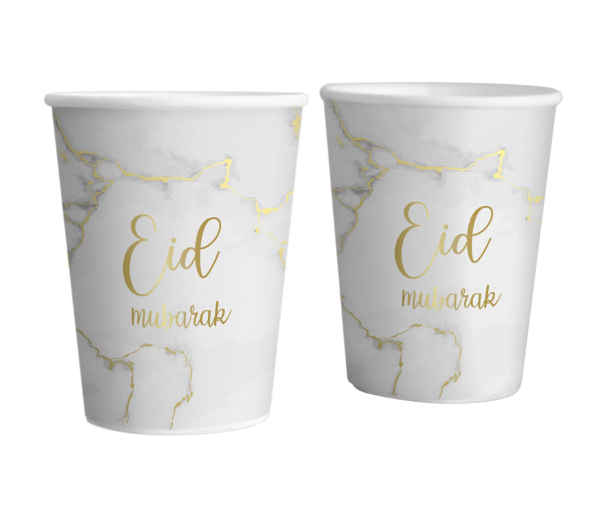 Eid Mubarak cups marble gold (6 pieces)
