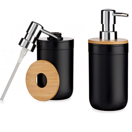 Distributeur de savon noir couvercle bambou 350 ML