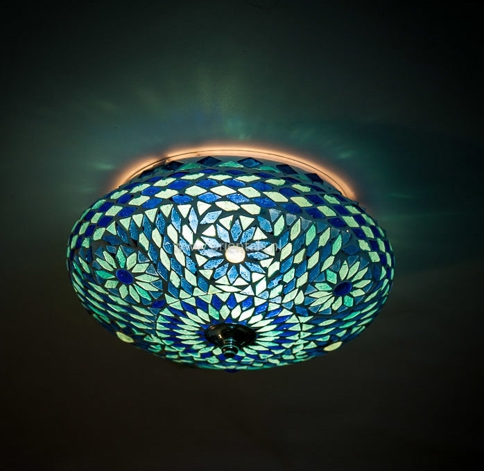 Orientalische Mosaik-Deckenleuchte Blau Ø 25cm