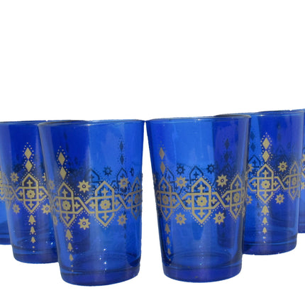 Verres marocains - Verres à thé marocains - 6 pièces - bleu