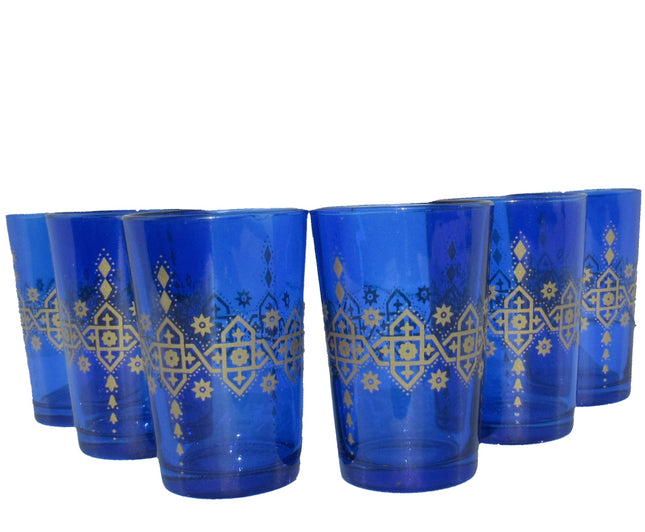 Verres marocains - Verres à thé marocains - 6 pièces - bleu