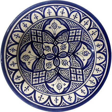 Plat marocain bleu à motifs floraux