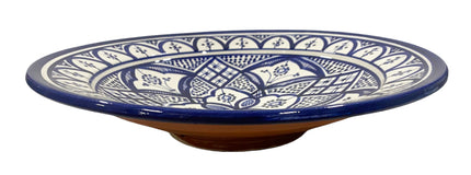 Plat marocain bleu à motifs floraux