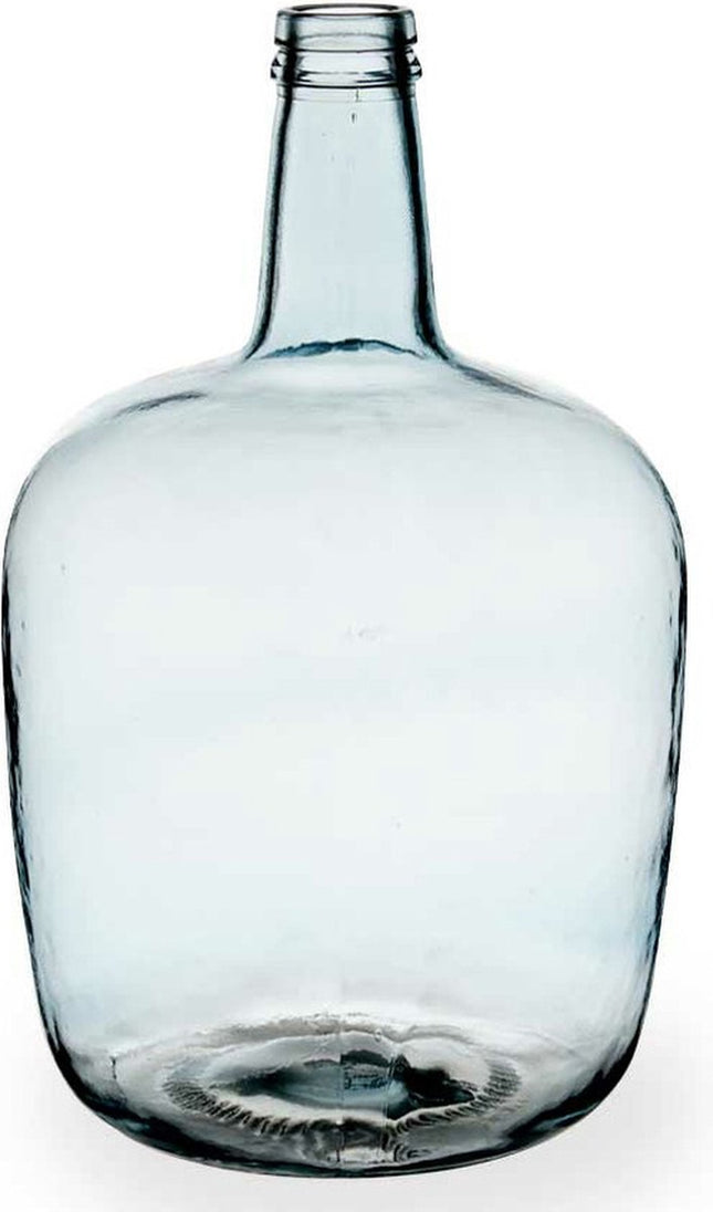 Vase à fleurs - bouteille - verre - bleu transparent - 22 x 39 cm - vase