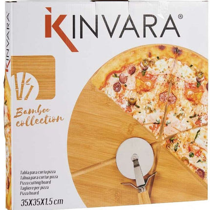 Planche à découper Pizza Marron Bambou (Ø 35 cm)