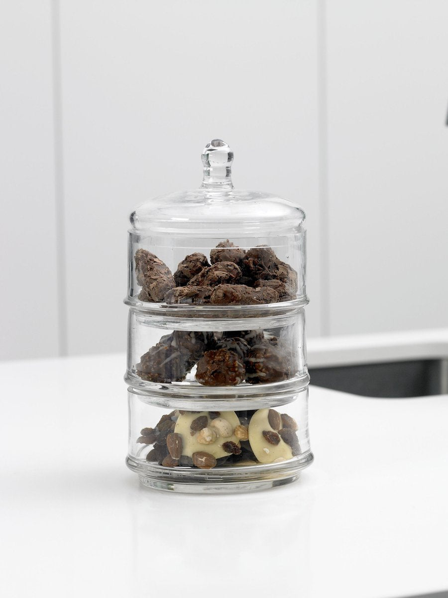 Cosy & Trendy Candy Jar - Glass - Ø 12 cm x 22.4 cm - 3-Tier