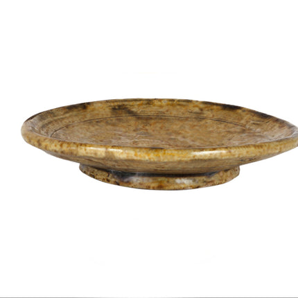 Plat en poterie Tamegroute - jaune ocre Ø30 cm