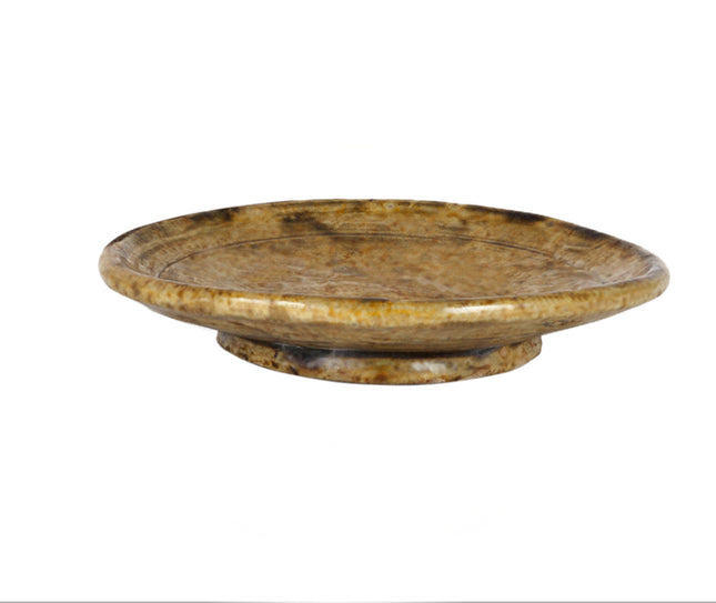 Plat en poterie Tamegroute - jaune ocre Ø30 cm
