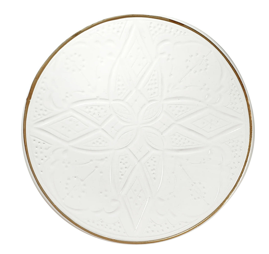 Marokkaans plat bord Empreinte – wit met 12 karaat gouden rand, Ø 17 tot 30 cm – foto 10