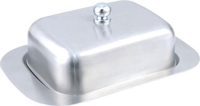 Beurrier avec couvercle - boîte de rangement pour beurre frais - Acier inoxydable - 19 x 12.5 cm