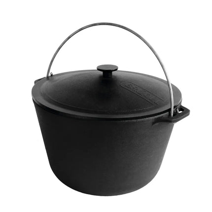 Brizoll KT06-1 Bouilloire en Fonte avec Couvercle 6L - Idéale pour la Cuisine au Feu de Bois, le Camping et les Pique-niques
