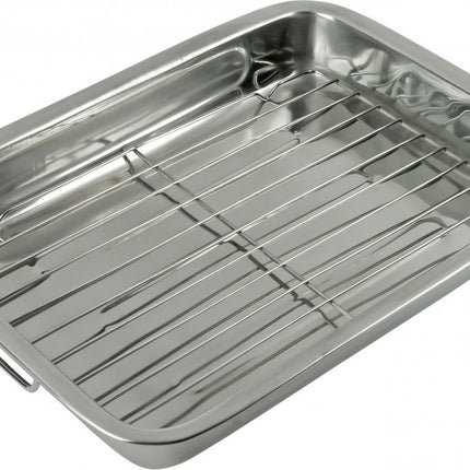 Plat à rôtir, Plaque de cuisson avec grille - 40 x 29.5 x 5.5 cm
