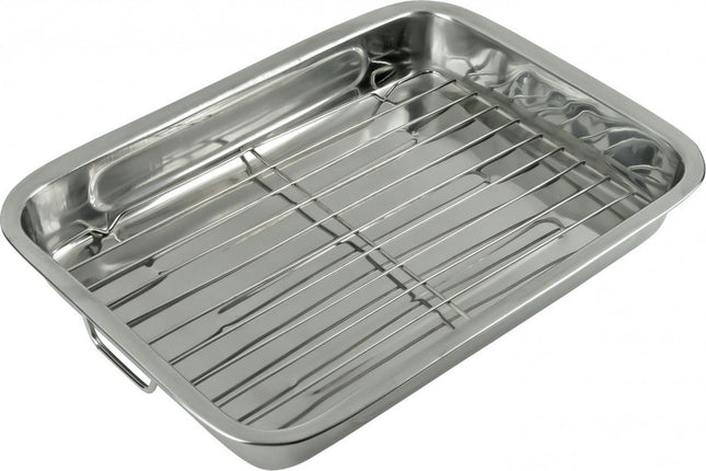 Plat à rôtir, Plaque de cuisson avec grille - 40 x 29.5 x 5.5 cm