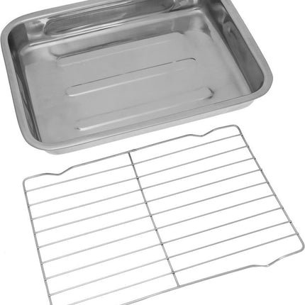 Plat à rôtir, Plaque de cuisson avec grille - 40 x 29.5 x 5.5 cm