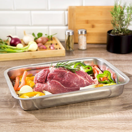 Plat à rôtir, Plaque de cuisson avec grille - 40 x 29.5 x 5.5 cm
