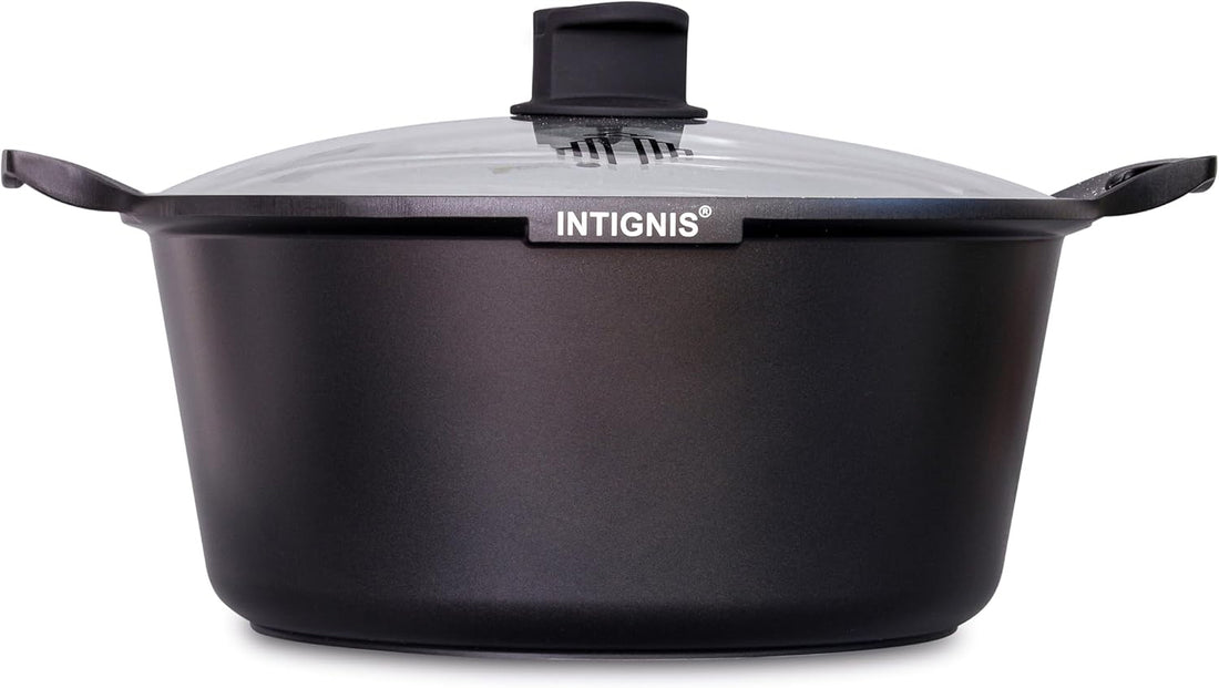 INTIGNIS® Frying Pan with Lid – 28 cm – GREBLON Ceramic Non-stick Coating – Suitable for Induction, Gas & Electric – Includes Glass Lid