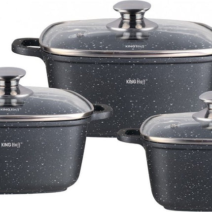 Kinghoff - Batterie de cuisine - 6 pièces - revêtement marbré