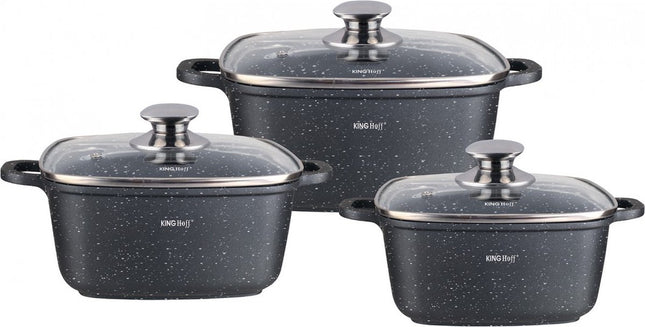 Kinghoff - Batterie de cuisine - 6 pièces - revêtement marbré