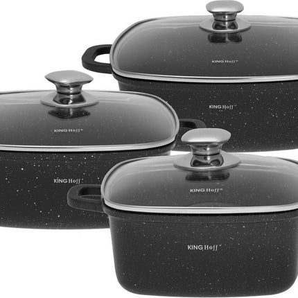 Kinghoff - Batterie de cuisine - 6 pièces - revêtement marbré