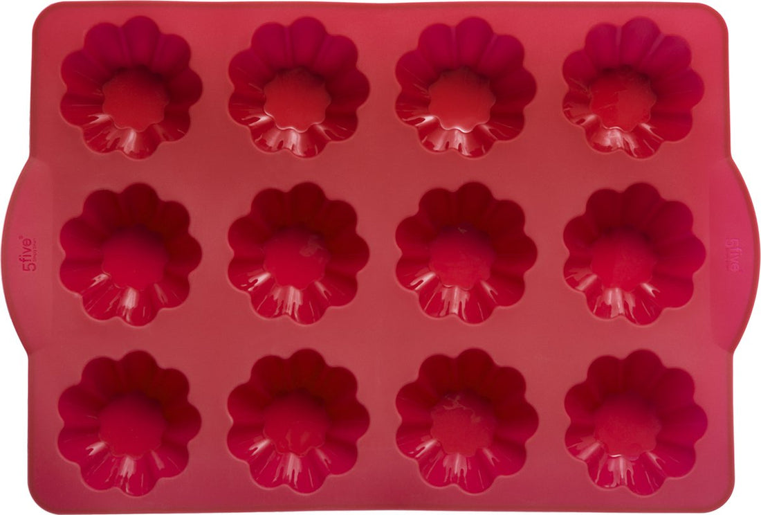 Briochevormen van siliconen, 12 vakjes – met handgrepen, 34,5 x 23,2 cm