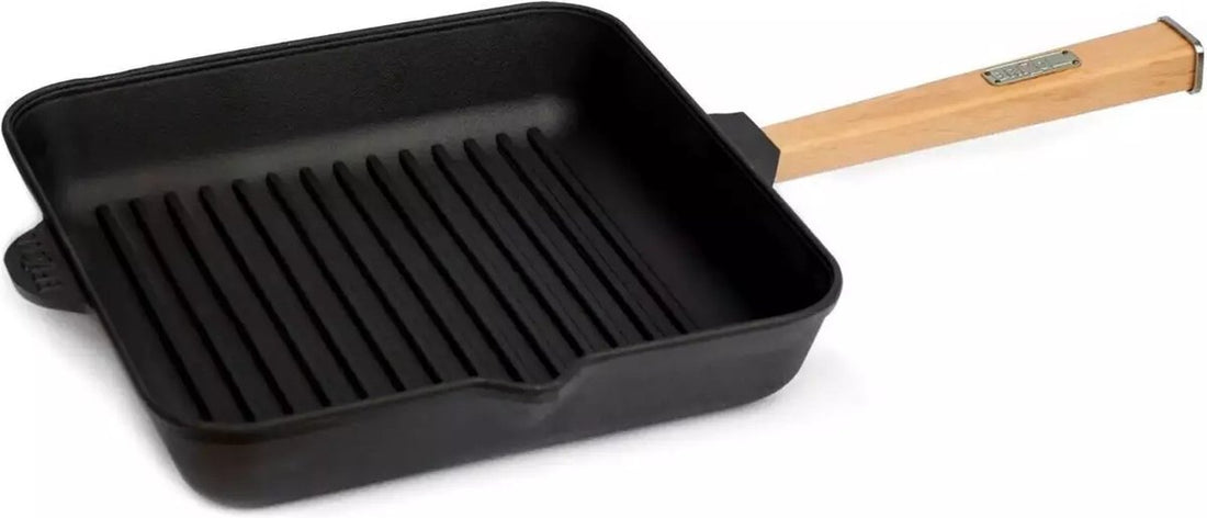BRIZOLL Gusseisen-Grillpfanne Quadratisch mit abnehmbarem Griff - Alle Herdarten