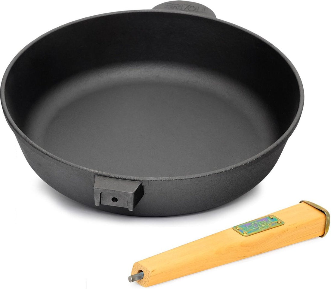 Cast Iron Skillet with Wooden Handle - Brizoll Optima