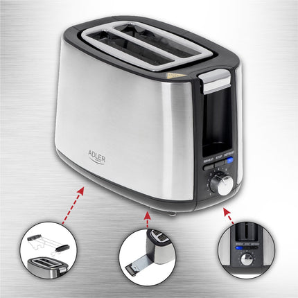 Grille-pain - 900W - Acier inoxydable
