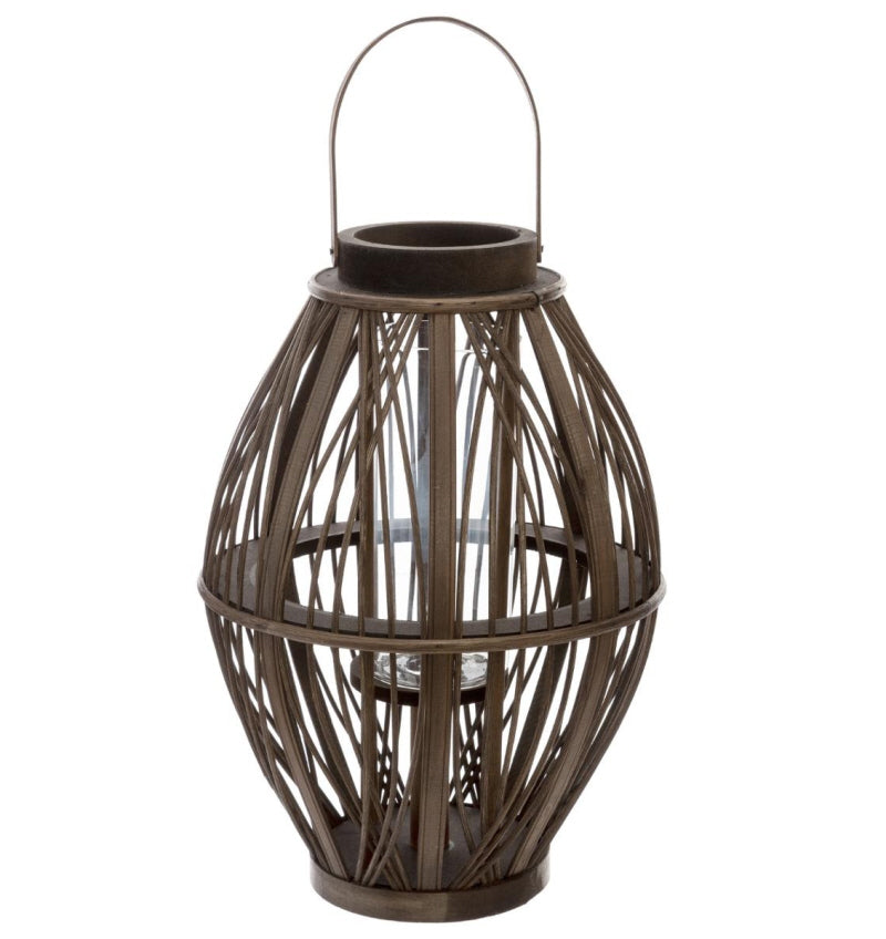 Braune geflochtene Rattan-Laterne XL