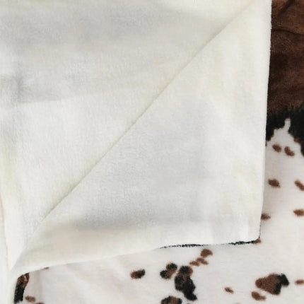 Couverture polaire / Plaid polaire imprimé vache blanc/marron 130 x 160 cm