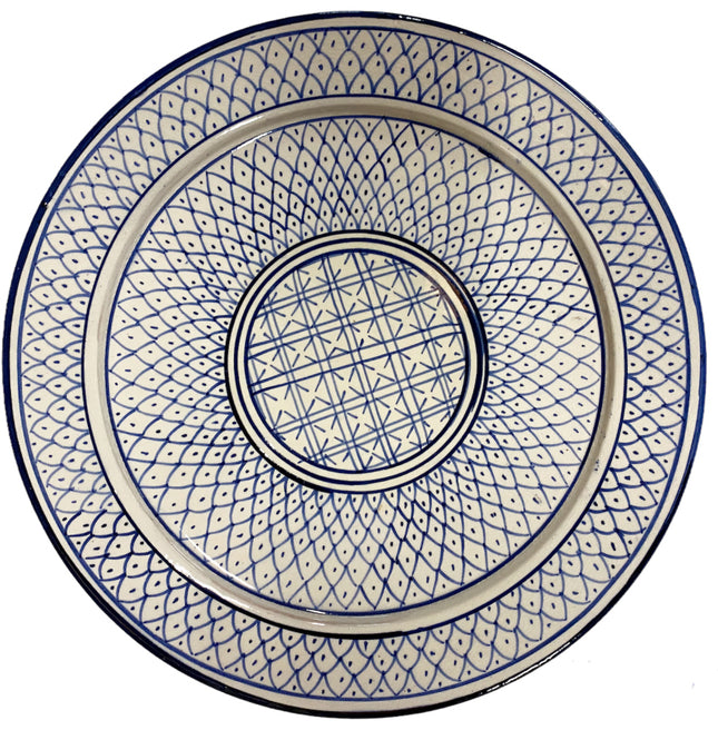 Plat marocain bleu et blanc 35 cm