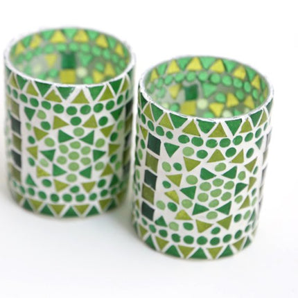 Bougeoir cylindrique - mosaïque verte