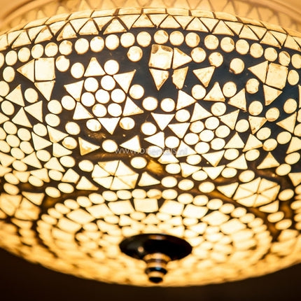 Plafonnier mosaïque orientale - Design méditerranéen 25 cm - Noir et blanc