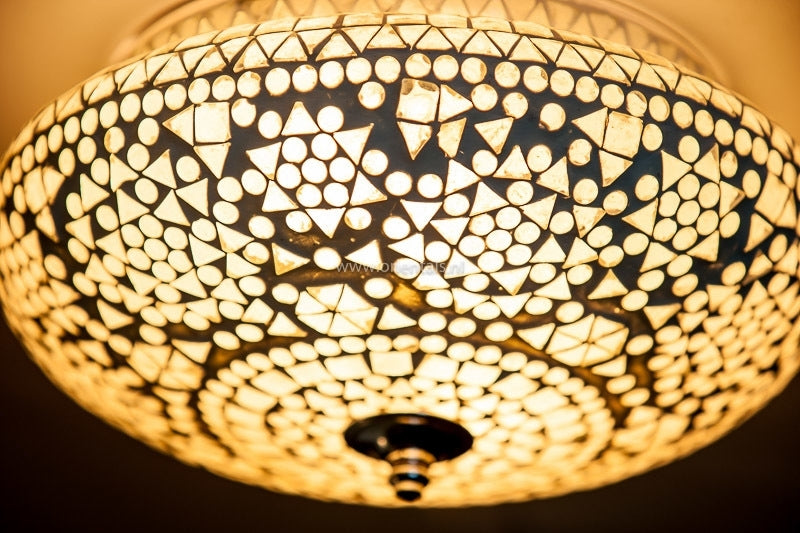 Oriental mosaic ceiling light - Mediterranean design 25 cm - black and white