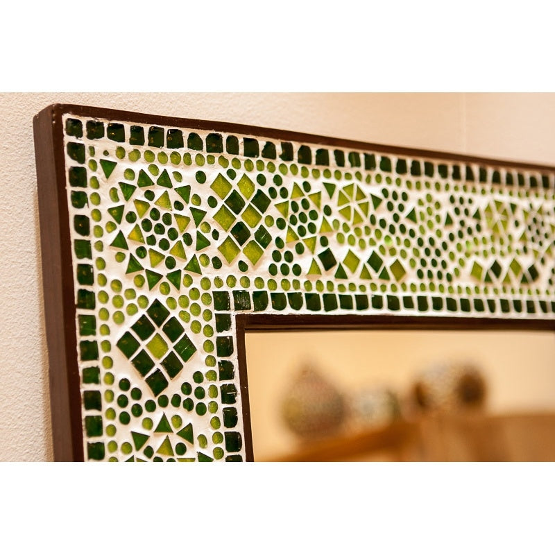 Oriental green mirror with mosaic frame
