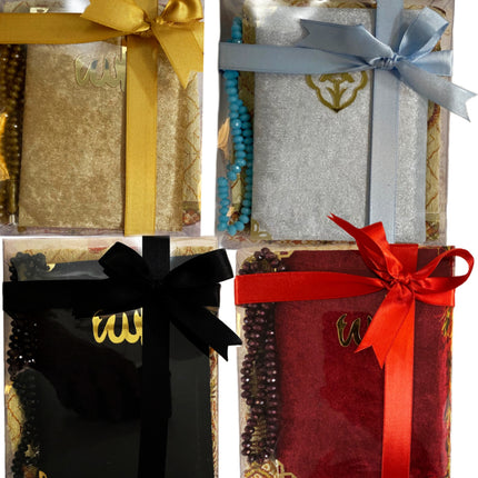 Coffret cadeau tapis de prière, tasbih et livret de douas