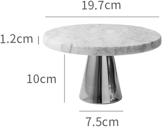 Plateau en marbre sur pied blanc/argent