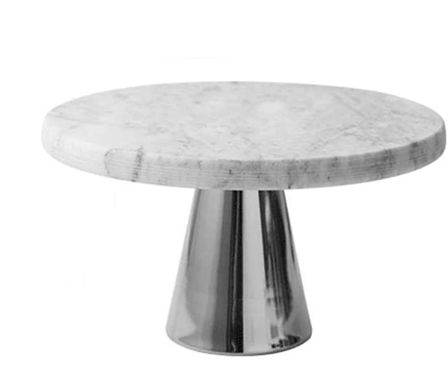 Plateau en marbre sur pied blanc/argent