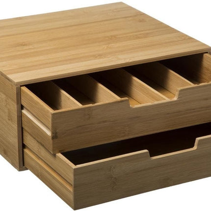 Support à capsules Bambou - 2 Tiroirs - Boîte à thé - Boîte de rangement