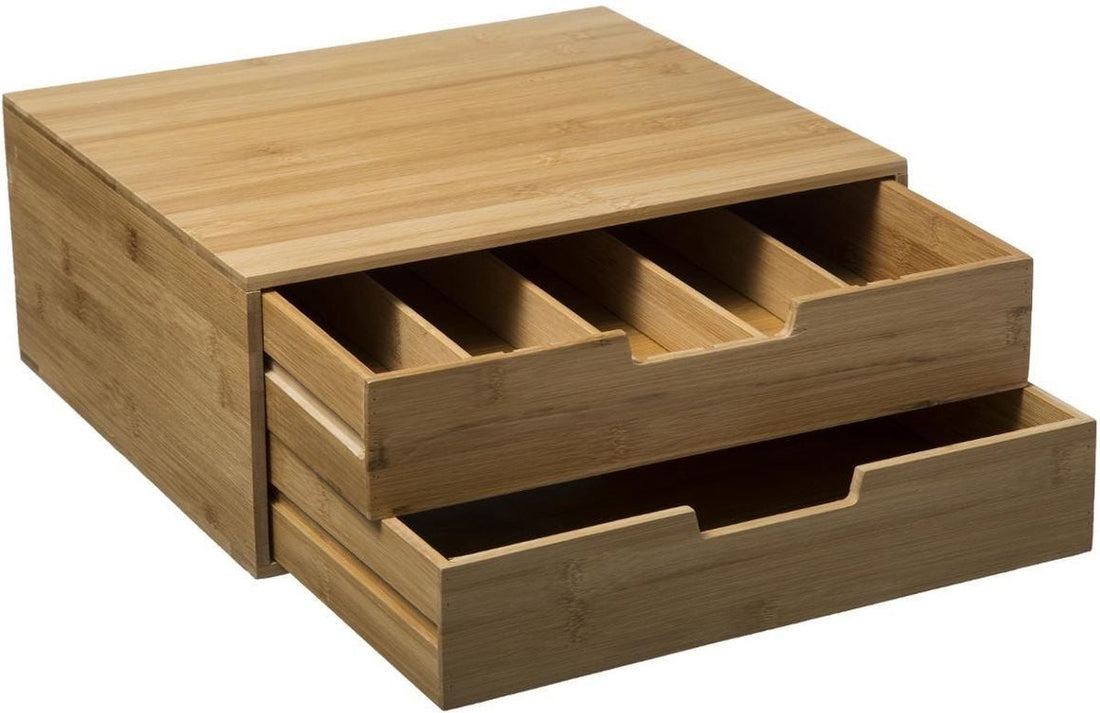 Bamboo Capsule Holder - 2 Drawers - Tea Box - Storage Box