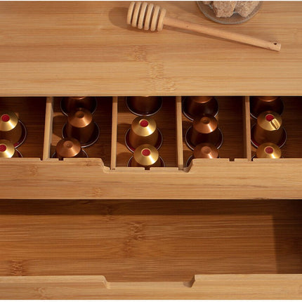 Support à capsules Bambou - 2 Tiroirs - Boîte à thé - Boîte de rangement