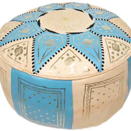 Pouf blanc/turquoise