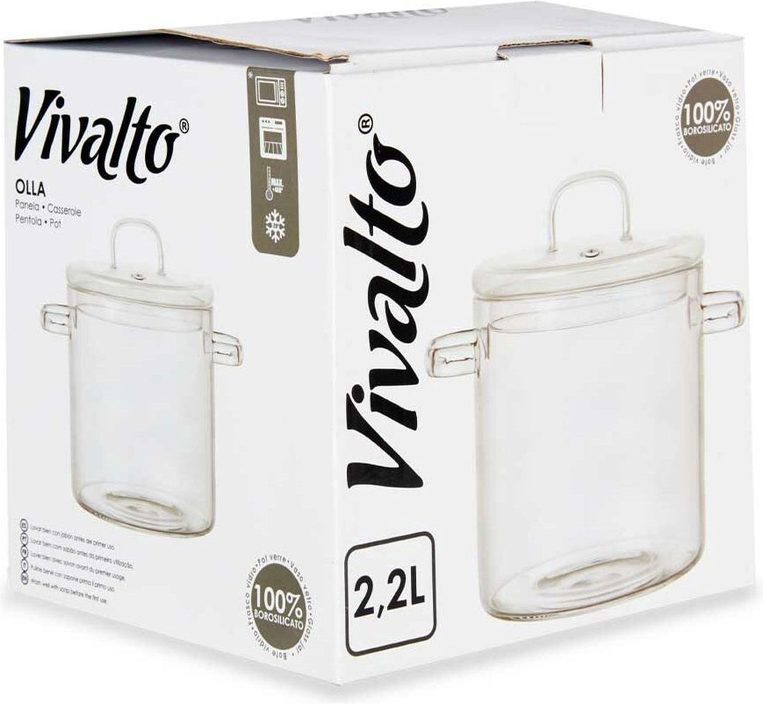 Casserole dish with lid Borosilicate glass Transparent