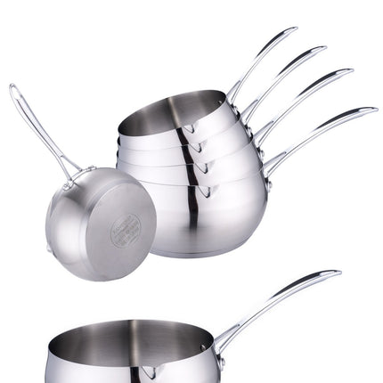 Set de 5 Casseroles 12/14/16/18/20 cm Acier Inoxydable de Haute Qualité