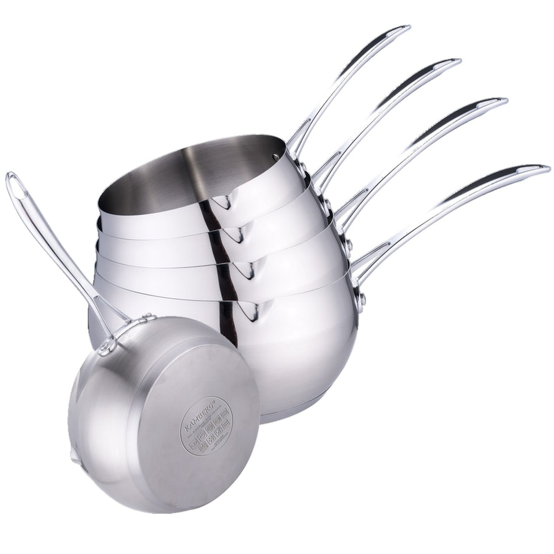 Set mit 5 Stieltöpfen 12/14/16/18/20 cm Hochwertiger Edelstahl