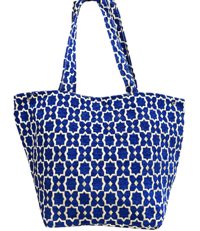 Cabas XL marocain fait main en velours avec des touches dorées - Sac fourre-tout