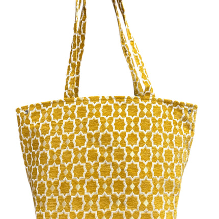 Sac Shopper Moyen en Velours Fait Main Marocain avec Accents Dorés - Fourre-tout - Gris